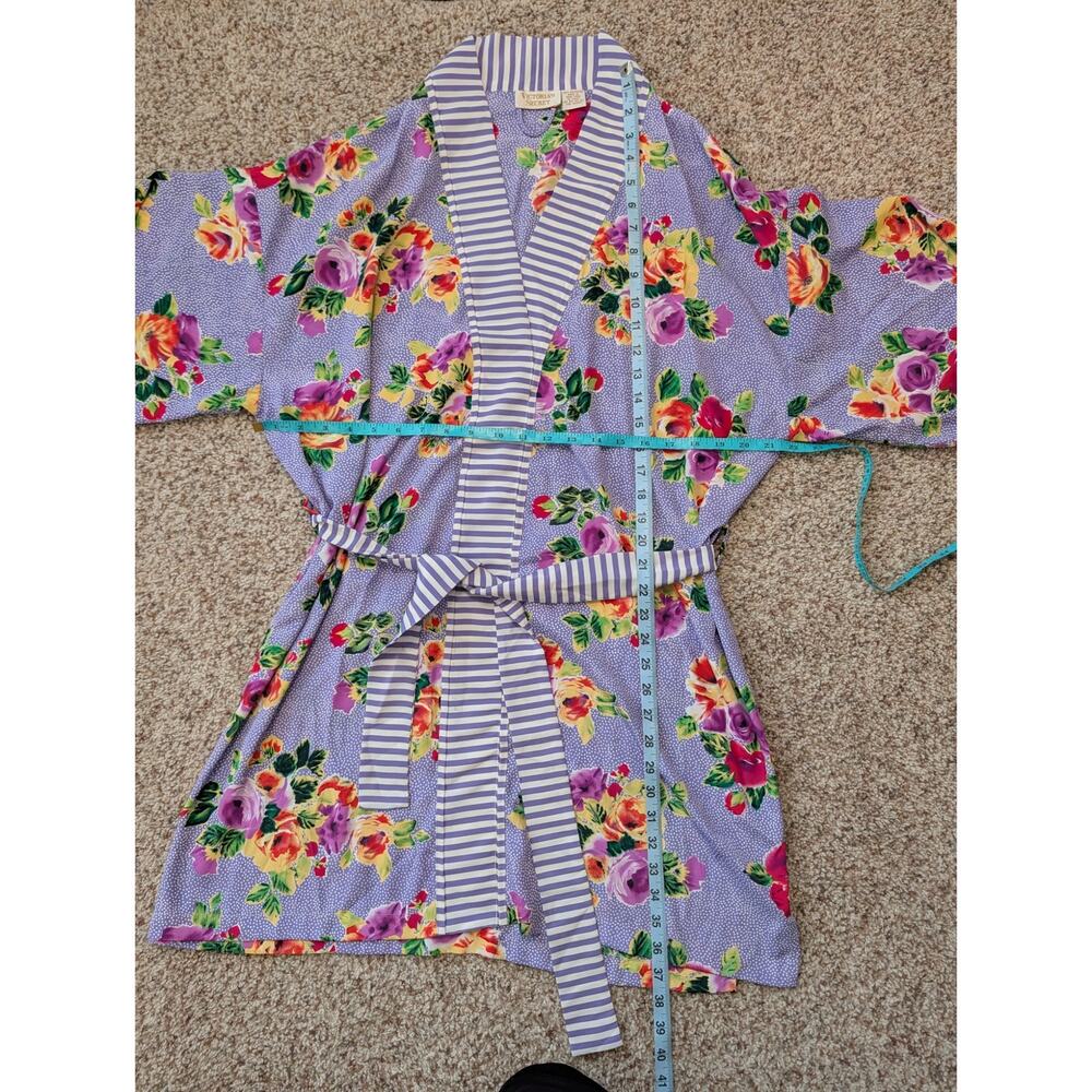 Vintage Victorias Secret Gold Label Robe One Size Floral Polka Dot Stripe Kimono - Picture 6 of 9